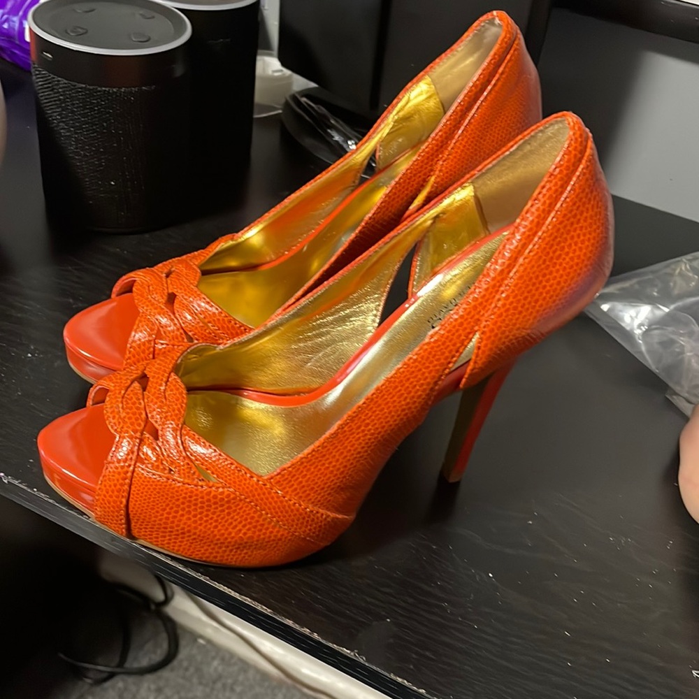 Orange high heels